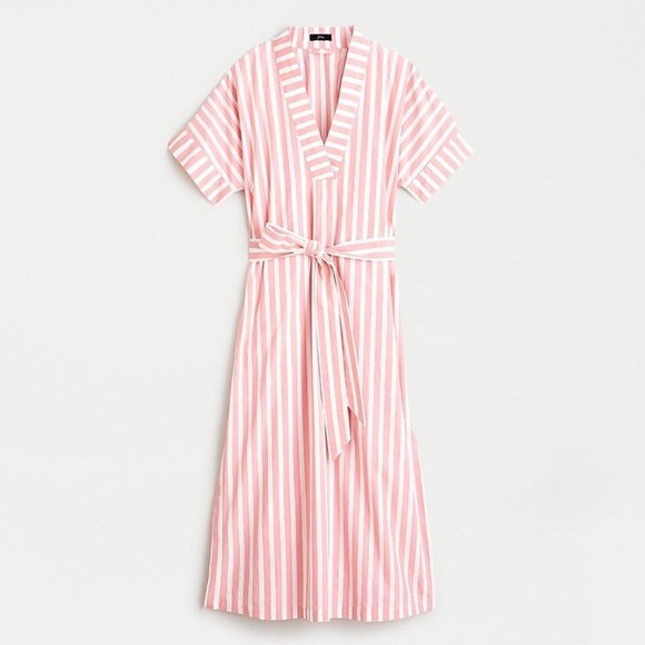 J. Crew Dresses & Skirts - J Crew Maxi Poplin Pink Stripe Dress Large